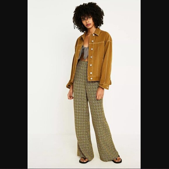 Urban Outfitters Geo Floral High-Rise Soft Flare Trousers M - Picture 3 of 10